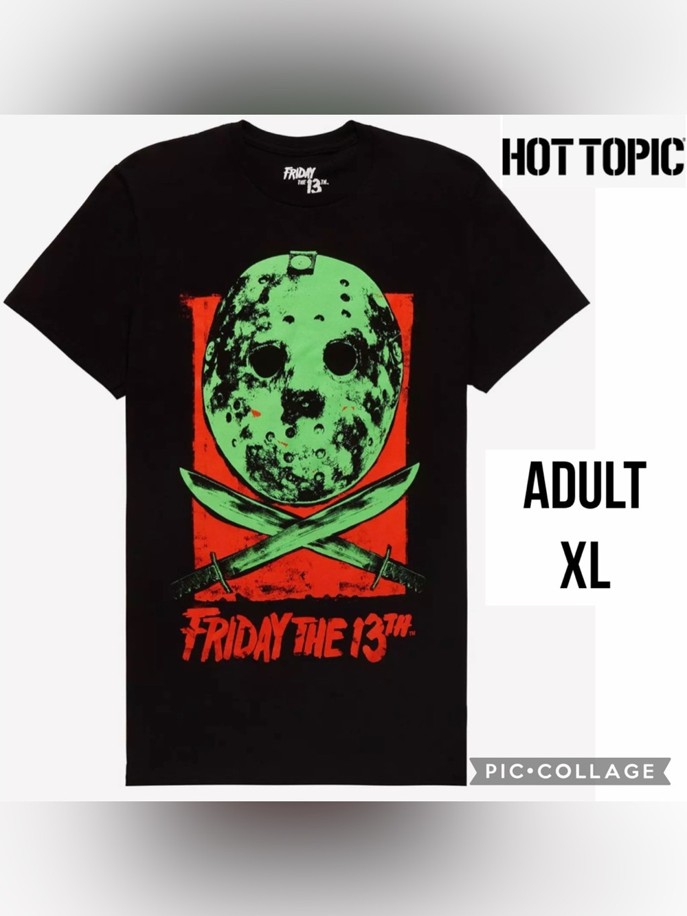 Friday the 13th Mens T-Shirt Black Machetes Green Hockey Mask Hot Topic Size XL
